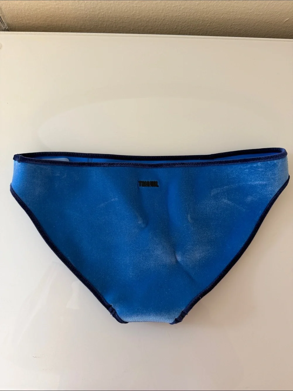 triangl swimwear Blue & Teal Colorblock Velvet Bikini Set Size S